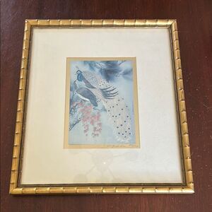 Hung Chu Lee Chinese water color painting on silk Gold framed EUC
